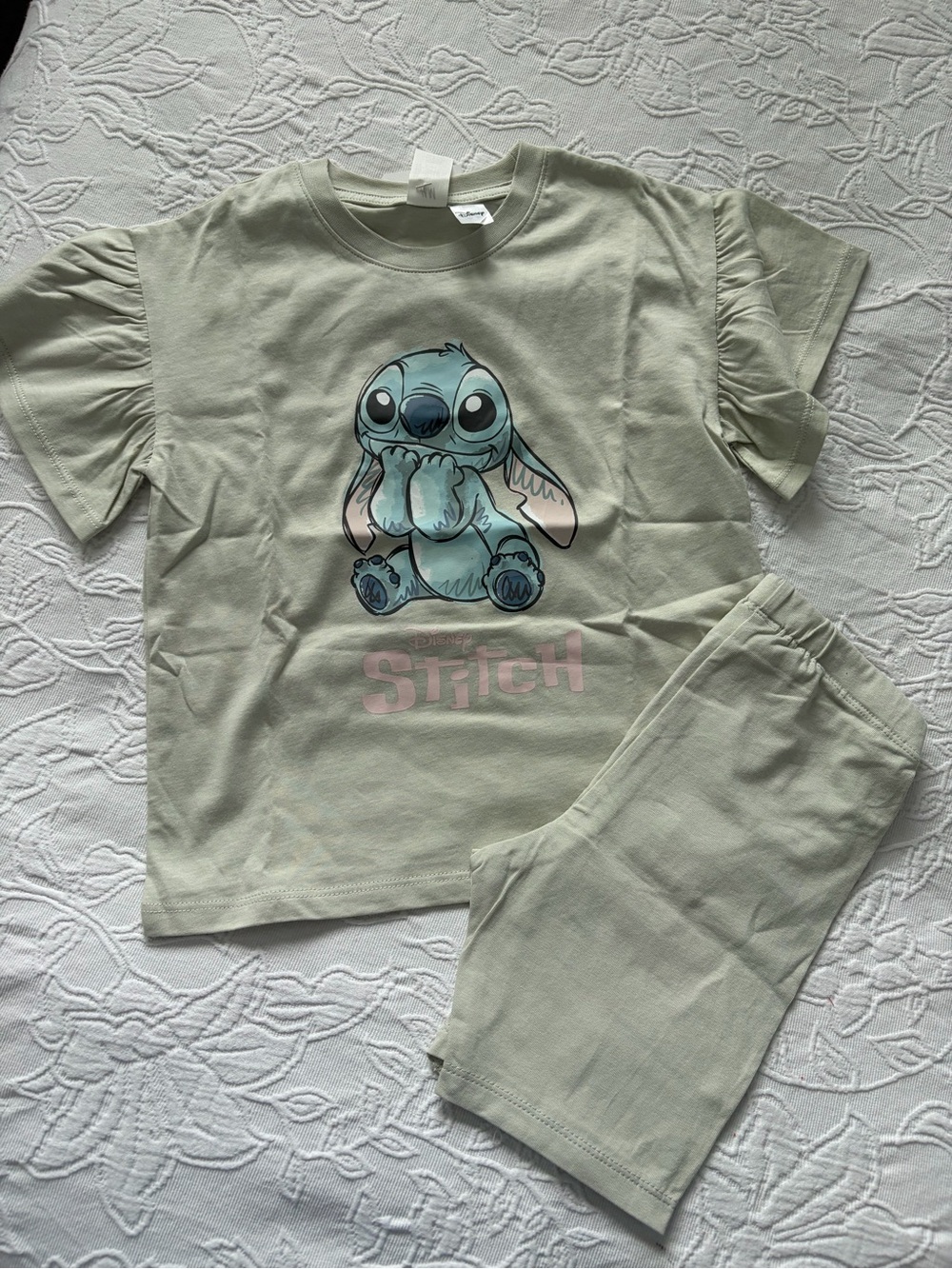 H&M Disney Stitch Kids short Set girls - Sage Green 4t new